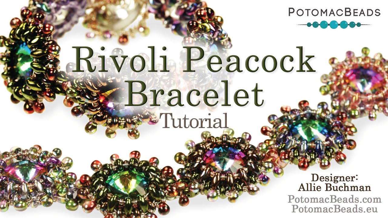 Rivoli Peacock Bracelet or Necklace - DIY Jewelry Making Tutorial by PotomacBeads