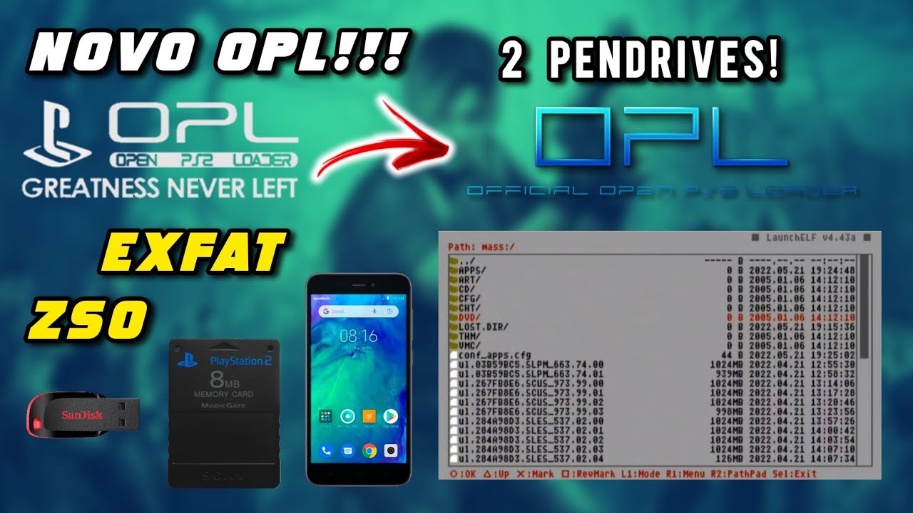 NOVO OPL!!! Suporta ExFat, ZSO, MX4SIO + TRADUÇÃO, Como ATUALIZAR Pelo Celular SEM ERRO! PS2