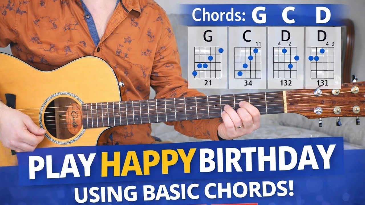 Play Happy Birthday Song in a Guitar In 1 Minute #guitar 