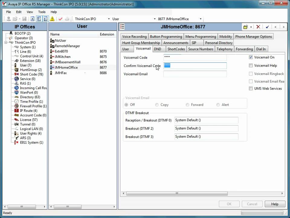 IP Office: Reset User's VM Passcode by Think Converged