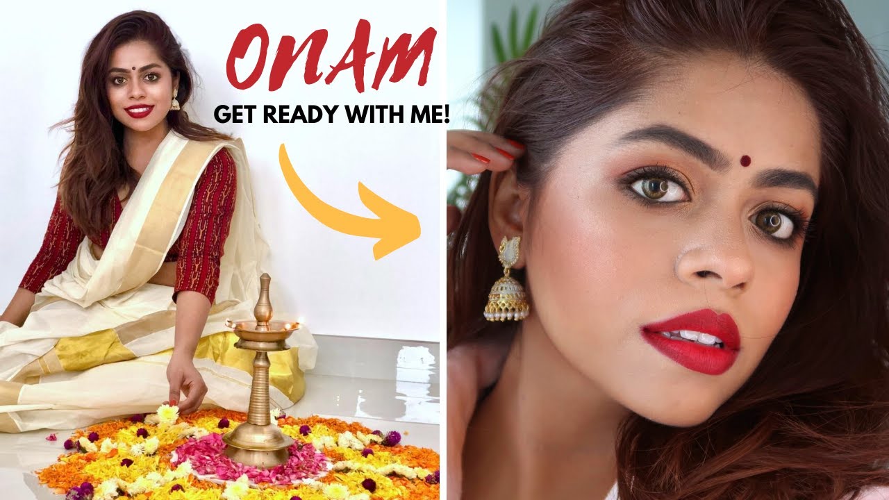 ONAM GET READY WITH ME | EASY MAKEUP TUTORIAL | Kavya Dsouza