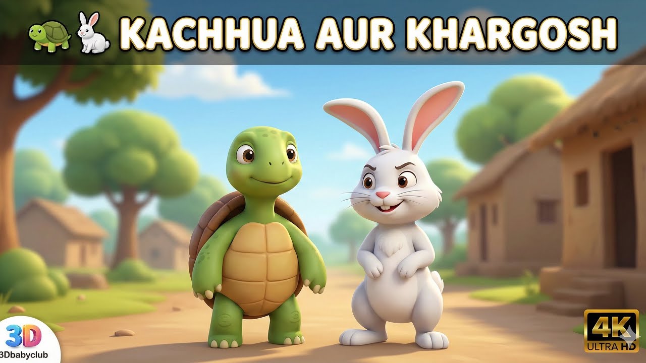 Kachhua Aur Khargosh 🐢🐇 | Hindi Nursery Rhyme | Moral Story for Kids | 3Dbabyclub