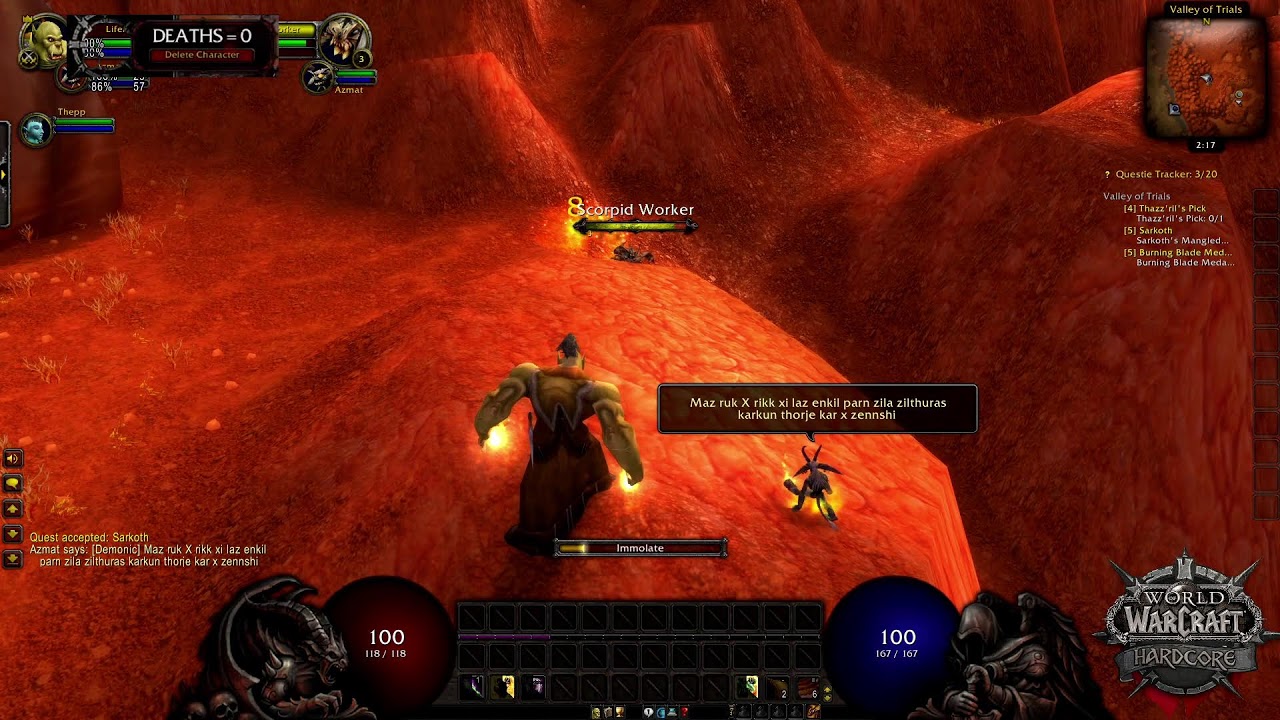 Classic WoW Hardcore- Duo Leveling Warlock/Shaman 1+