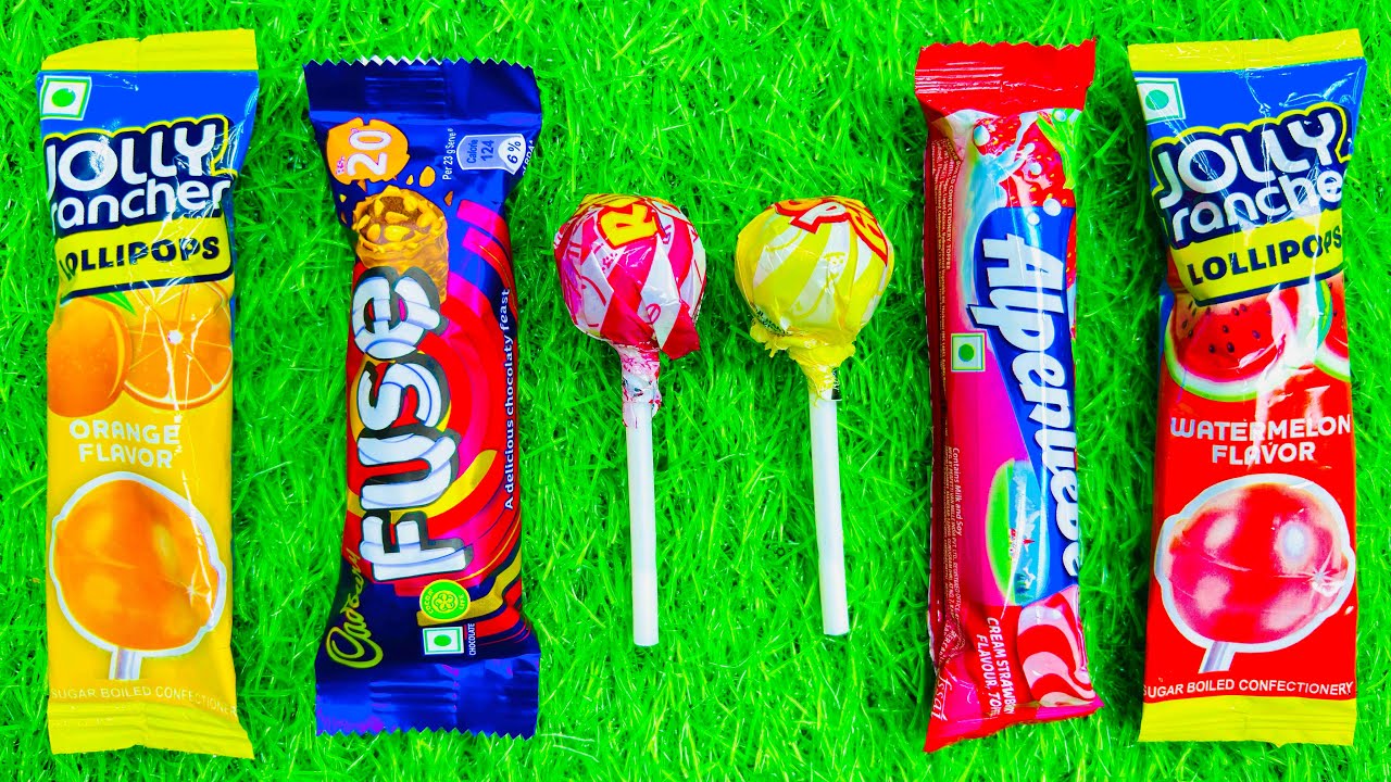 ASMR Most Popular Candys / some lots of colorful rainbow lollipop candy / unpacking chocolate eat 35