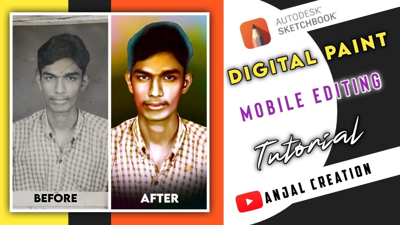 Black & white photo oilpainting video / mobile Editing / autodesksketchbook/ tamil / anjal creation