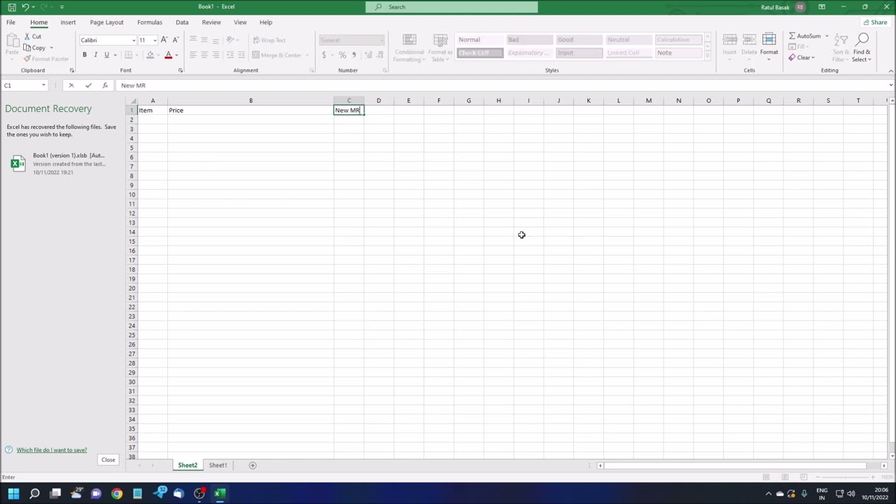 Advance Excel 20 | VLookup Formula In Different Sheet Using JAWS Screen reader