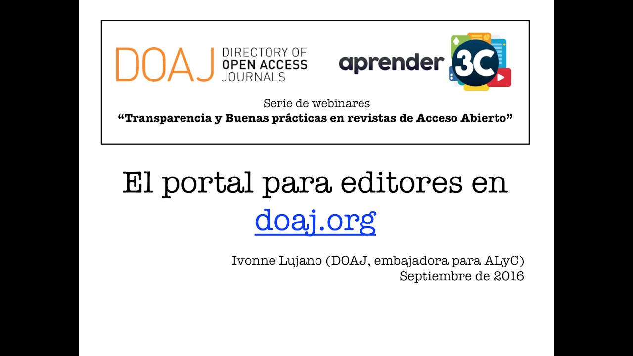 #Aprender3C - El portal para editores en DOAJ