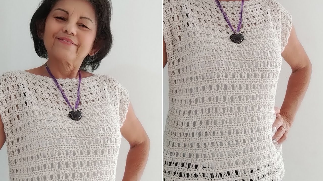 blusa em croch&ecirc; linda e f&aacute;cil de fazer, um charme.