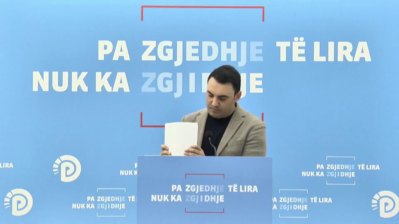 Deputeti i PD, Belind Këlliçi, deklaratë për media, salla “Gramoz Pashko”, selia e PD.