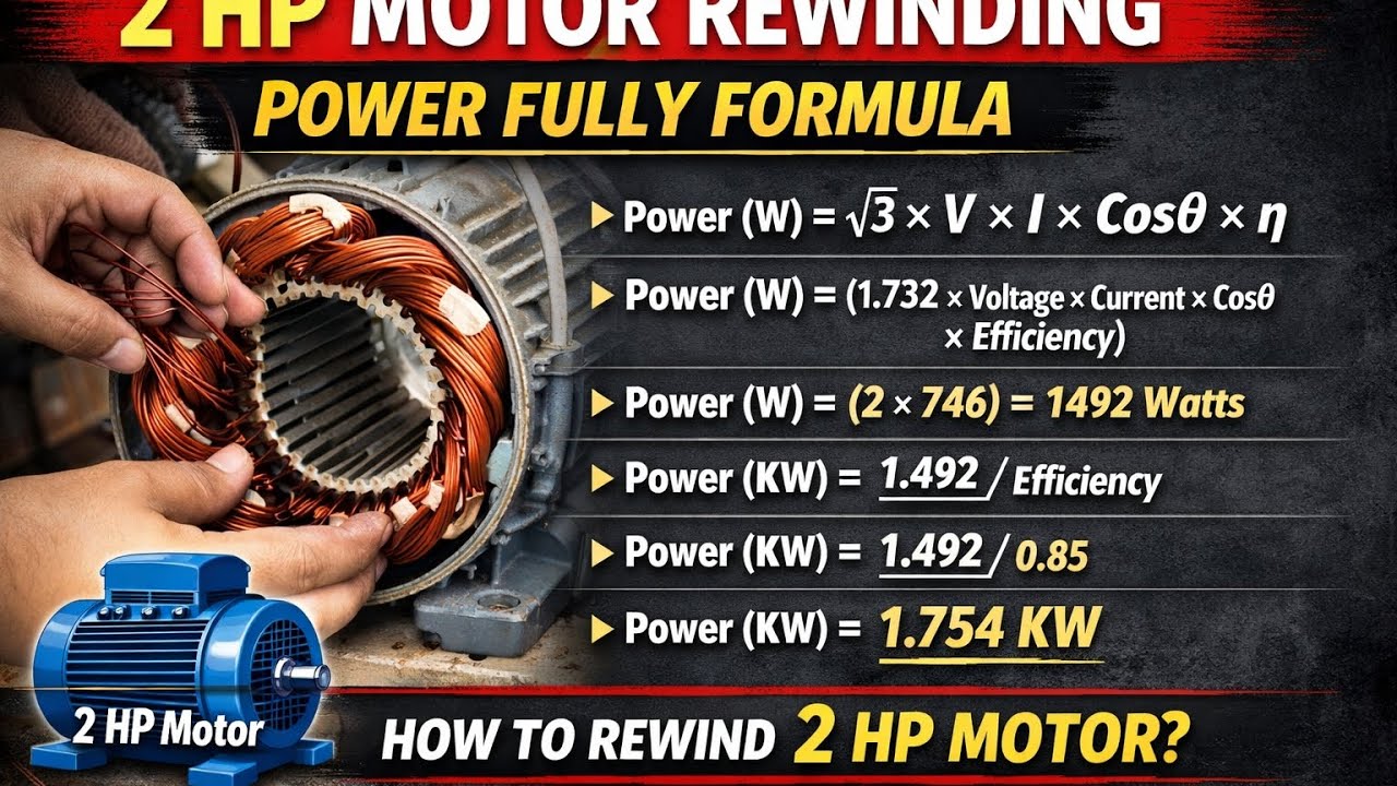 "2 HP Motor Rewinding Full Formula 🔥 Power Ka Secret Samjho!"