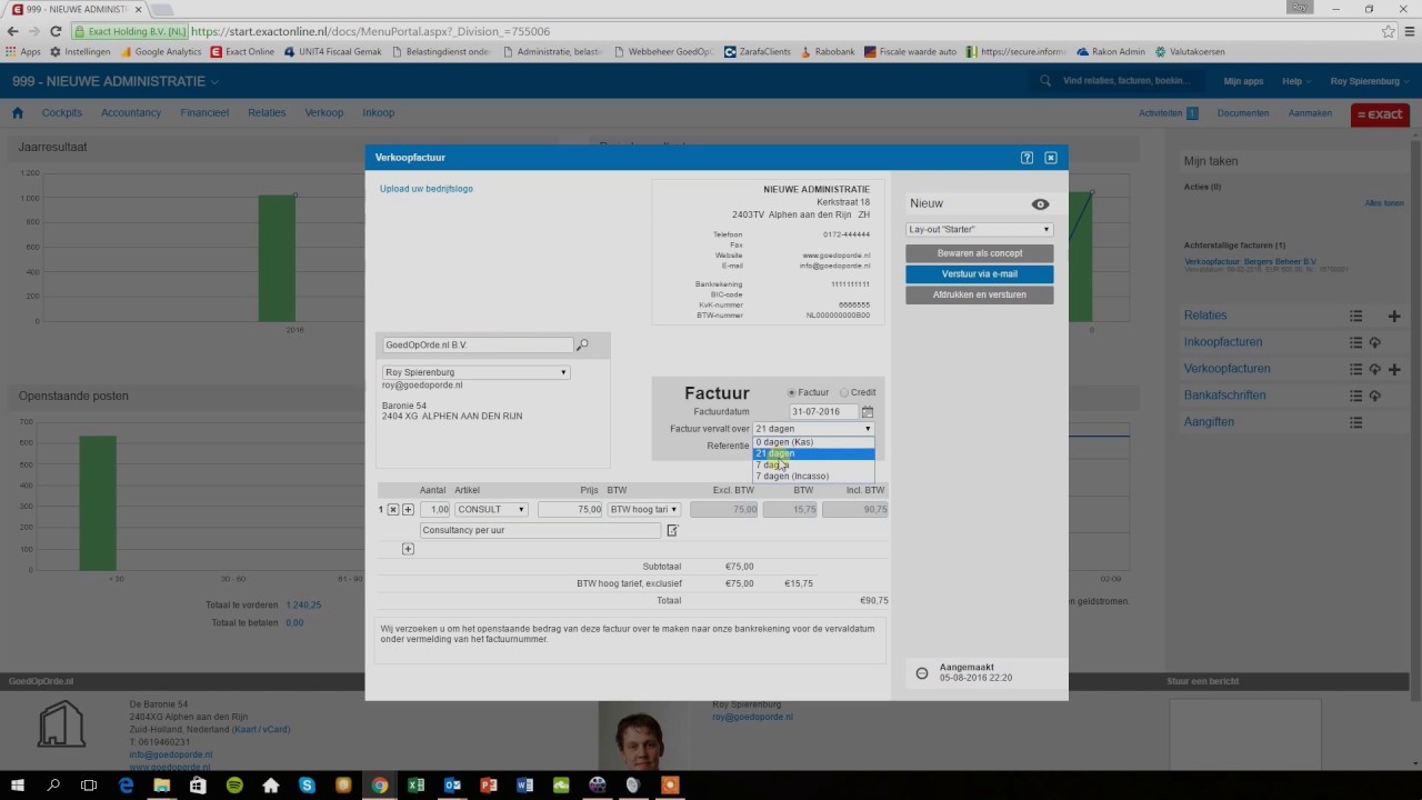 Verkoopfactuur aanmaken - Exact Online