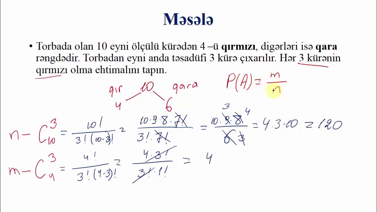 EHTİMAL NƏZƏRİYYƏSİ (I hissə) mövzu izahı