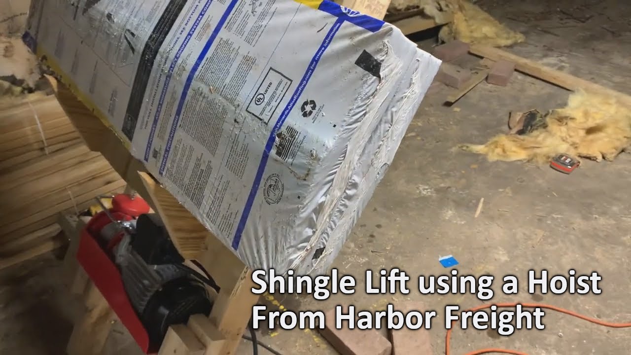Homemade Shingle Lift with 2x4s and a Hoist