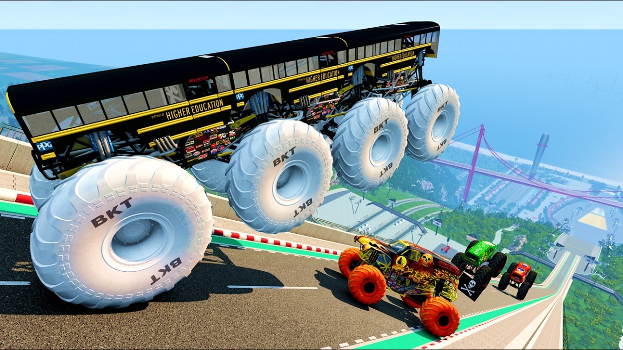 Epic High Speed monster trucks car jumps & crash #063 | BeamNG Drive
