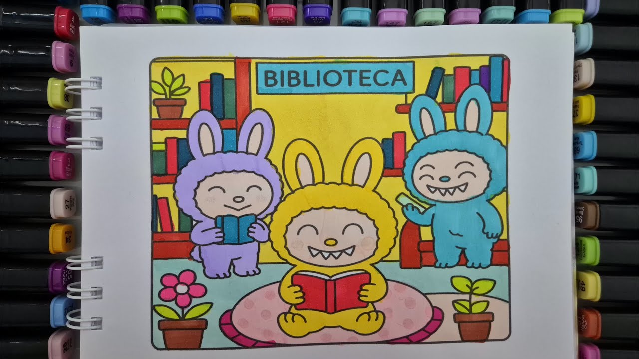 Coloring cute labubus with colorful markers #coloringbook #coloringpage #satisfyingcoloring