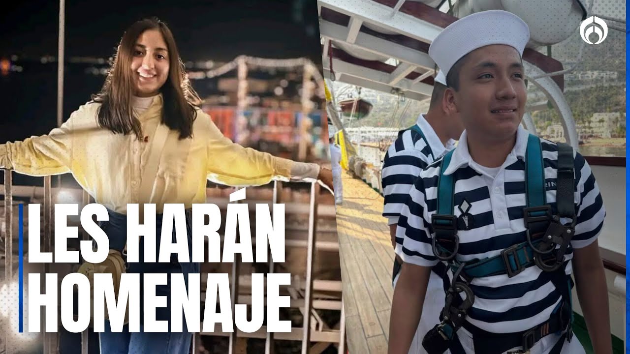 Llegan Adal Jair y América Sánchez, los jóvenes que murieron en el buque Cuauhtémoc