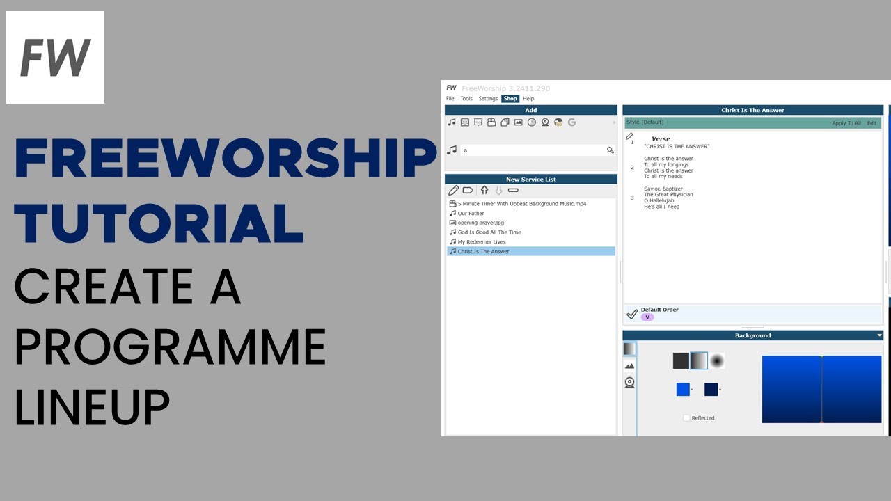 Create a Programme Lineup using FreeWorship Software