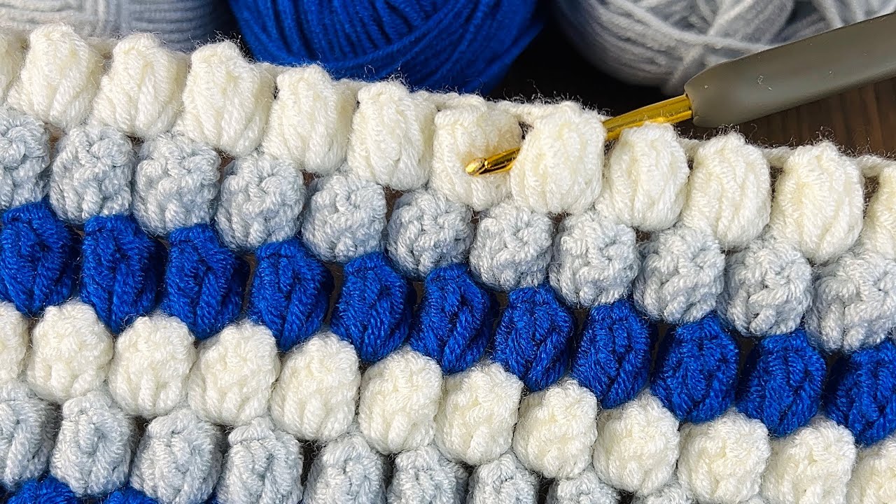 🆕The easiest popcorn crochet baby blanket pattern consisting of only one row bebek battaniye modeli
