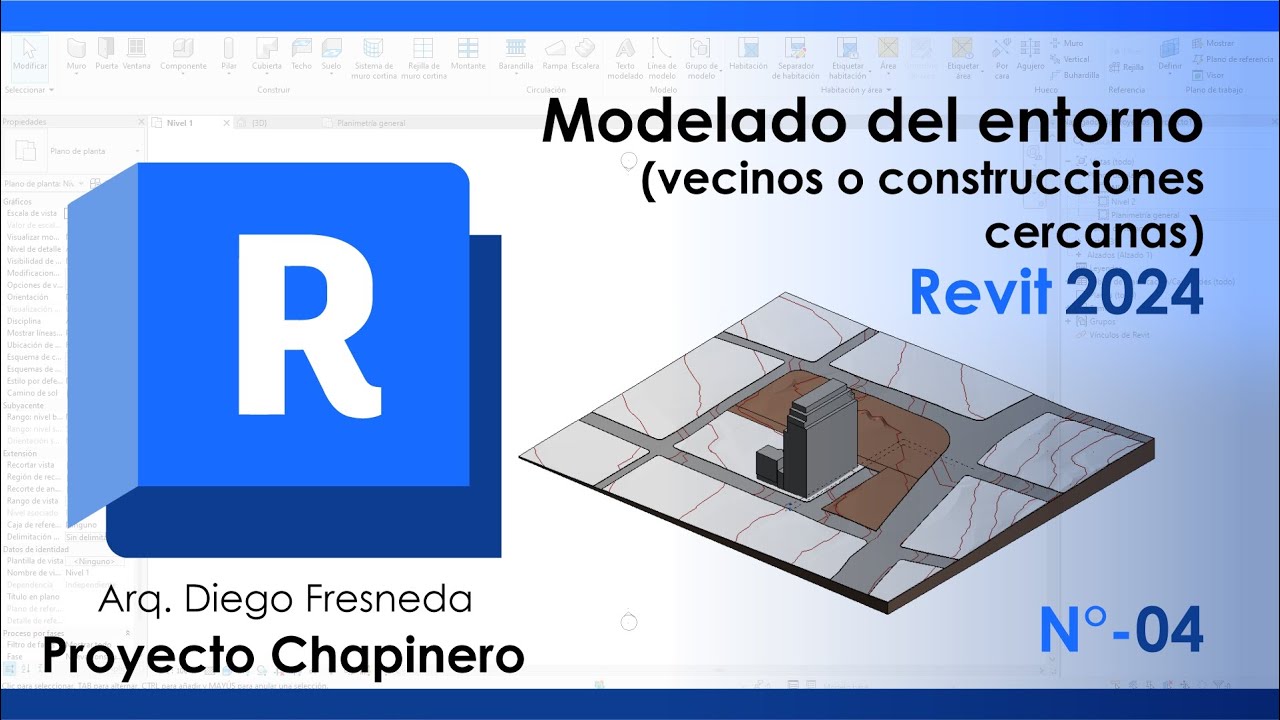 04 Modelado del entorno (vecinos o construcciones cercanas) en Revit 2024