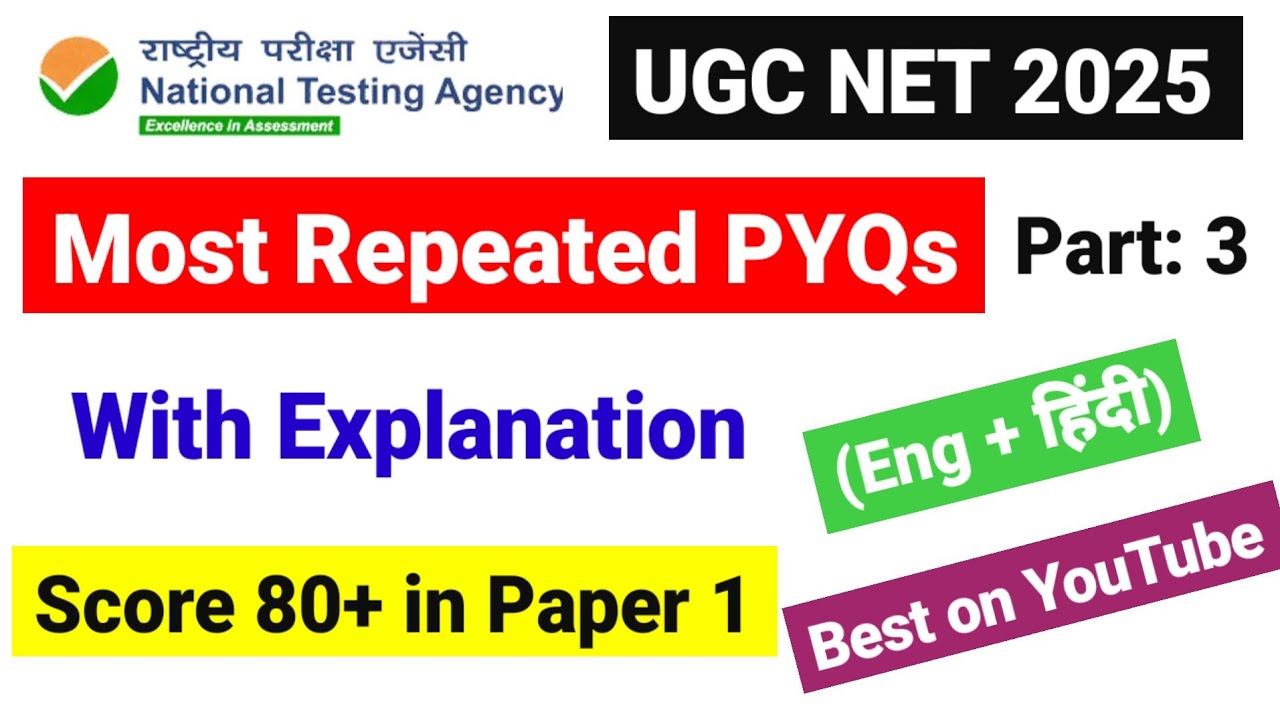 Most Important PYQs UGC NET Part- 3 | Score 80+ Marks in Paper 1 |UGC NET PYQs with Explanation 2026