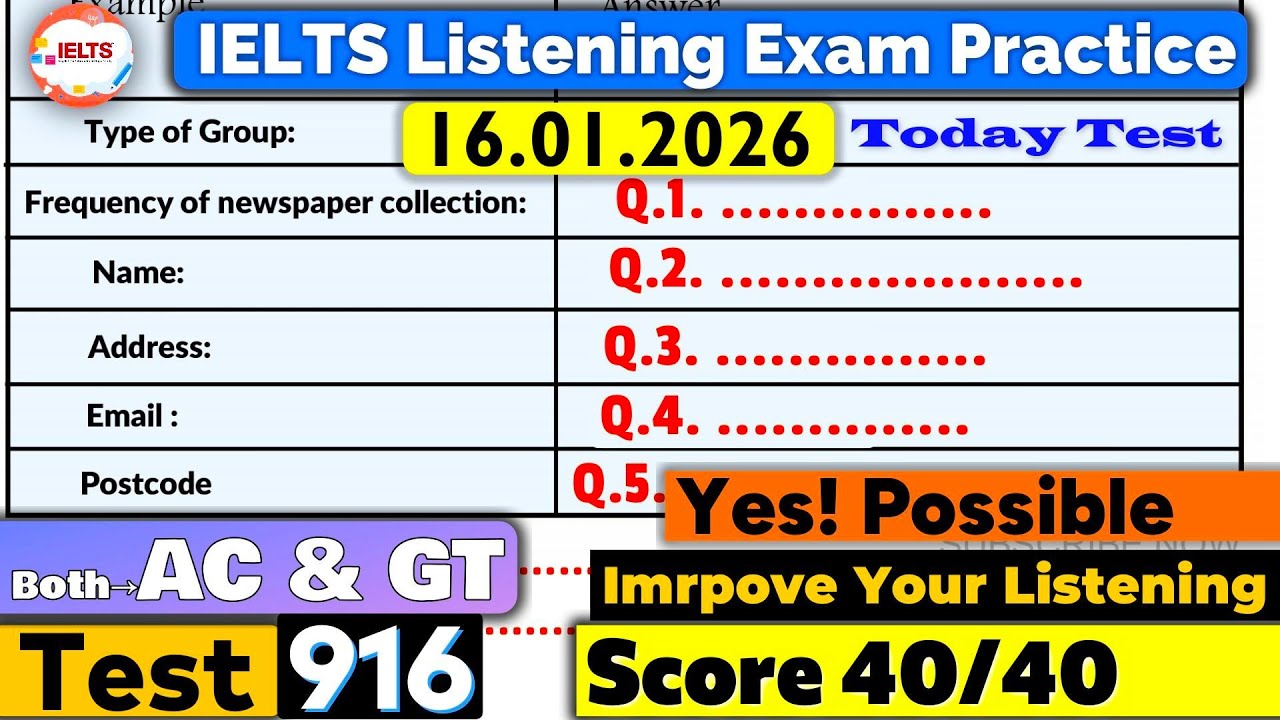 IELTS Listening Practice Test 2026 with Answers | Recent Exam - 16.01.2026