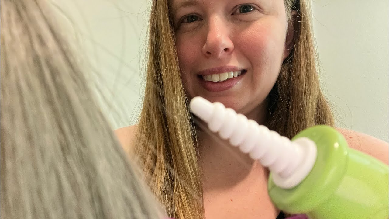 ASMR curling your hair with wig soft spoken 