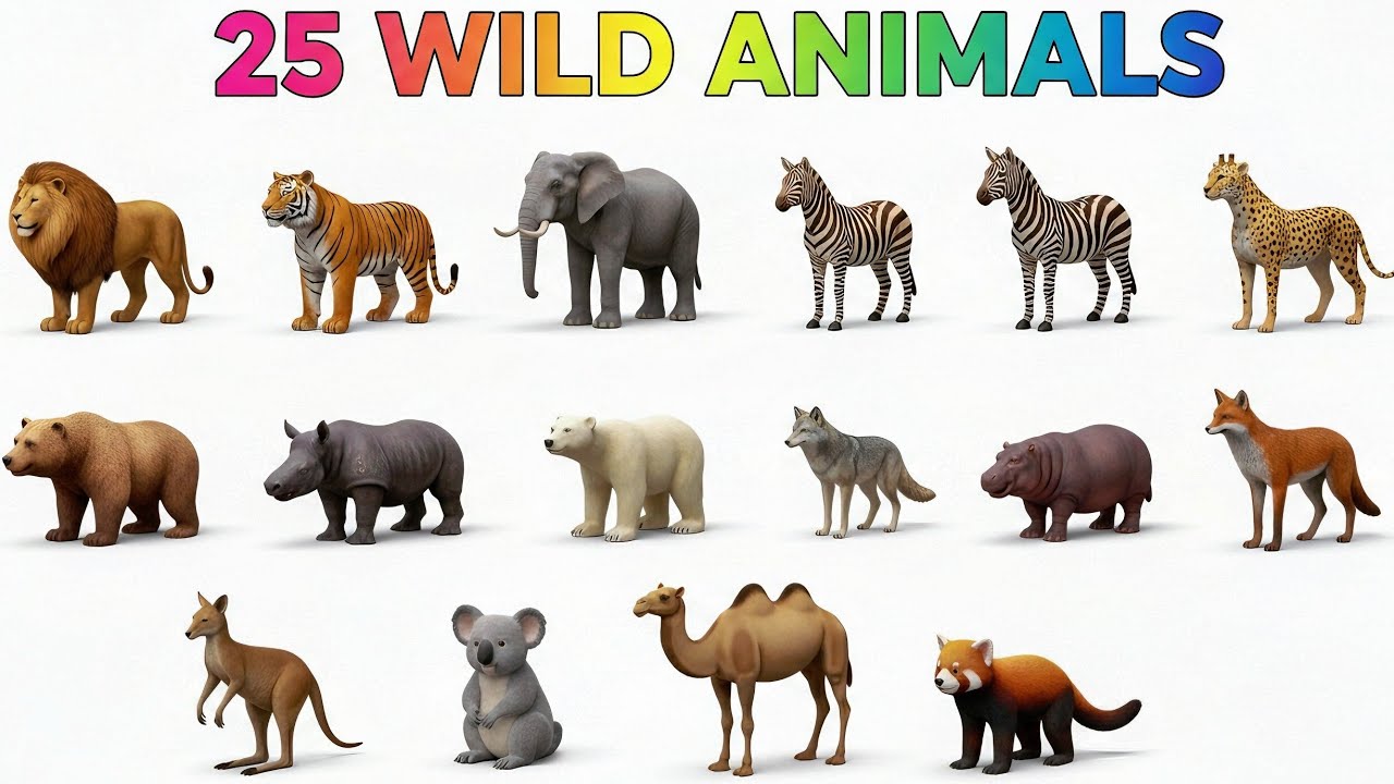 25 Wild Animals Names in Hindi & English | 25 जंगली जानवरों के नाम | Shivam Fun Study