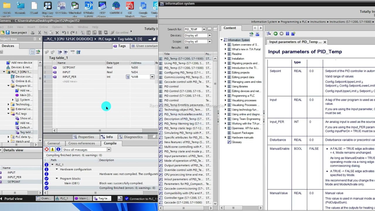 SIEMENS S7-1200 TIA PORTAL [ PID- TEMPERATURE CONTROL ] PROGRAMMING