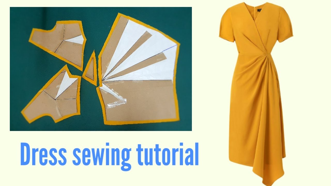 Thiết kế Đầm cổ tim chồng thân đổ sóng một bên đẹp |dress design |kỹ thuật may cơ bản |