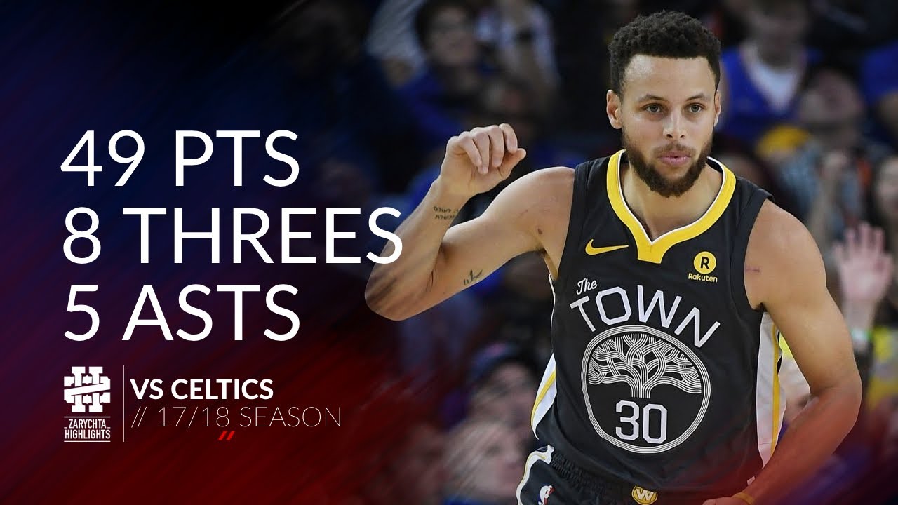 Stephen Curry 49 pts 8 threes 5 asts vs Celtics 17/18 season