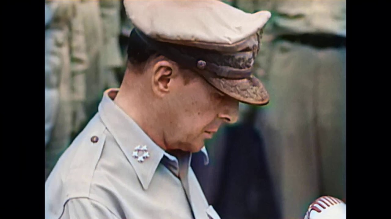 The Japanese Surrender aboard the USS Missouri in 1945 in color! [HD restored & AI colorized]