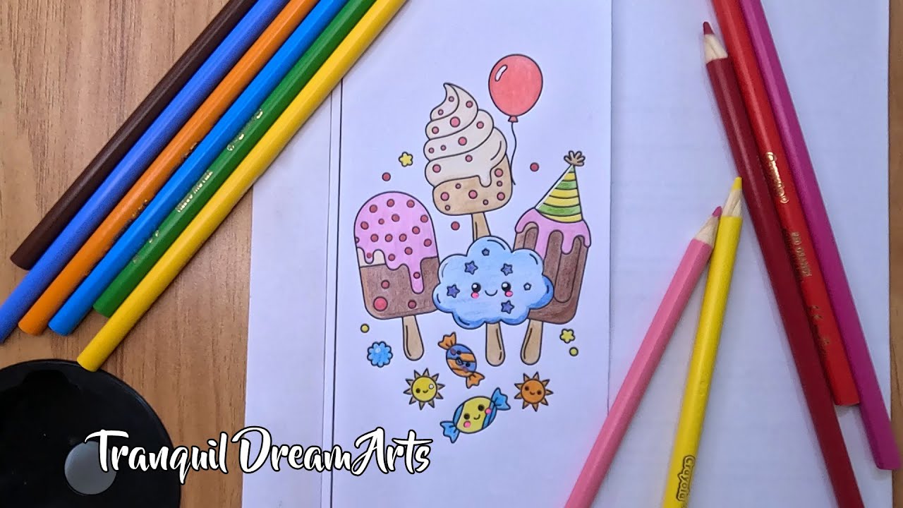 Relaxing Coloring | Ice Cream & Toffee with Calm Music 15 Minutes | peaceful art video