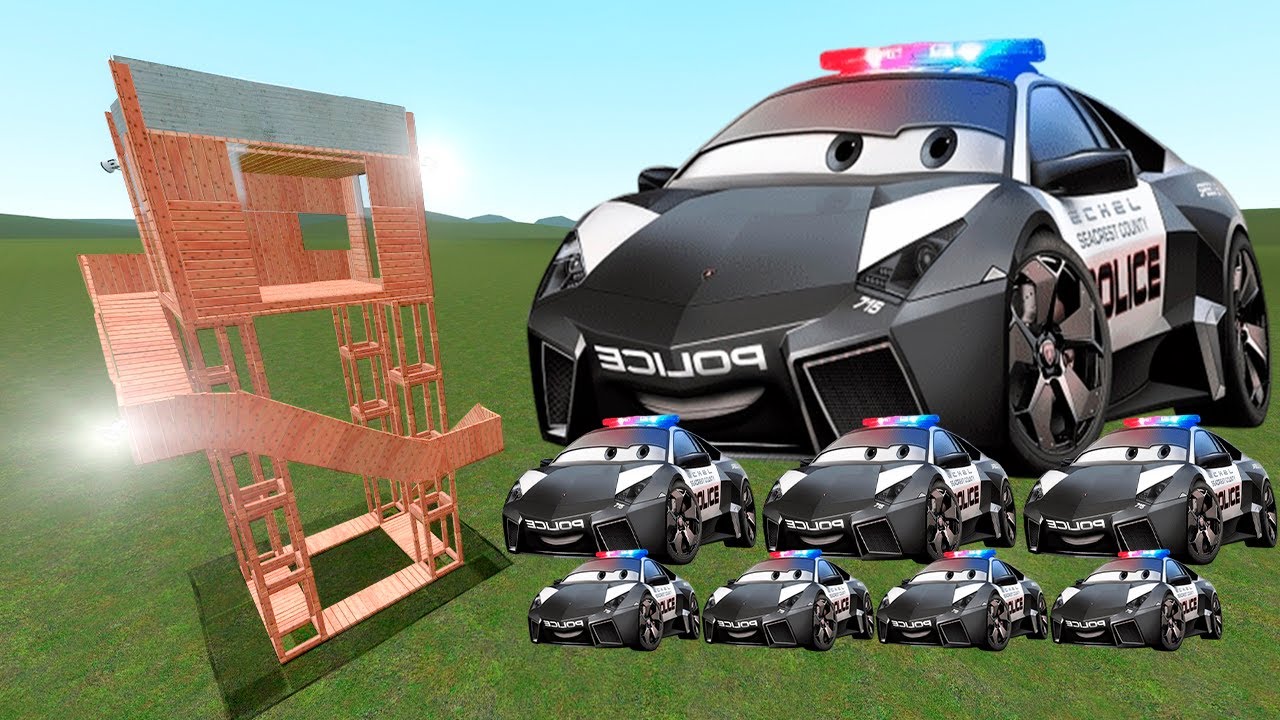 Lightning McQueen police Nextbots vs Towers Gmod in Garry's Mod