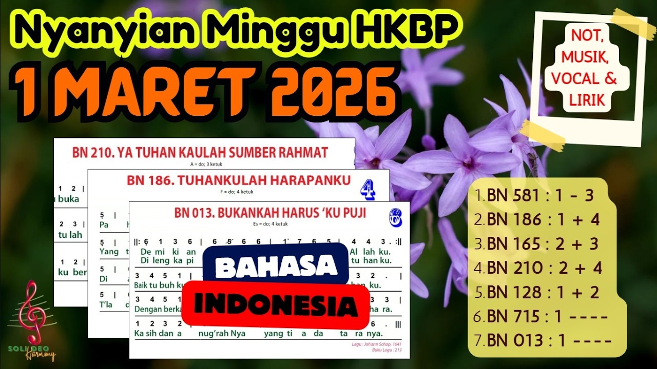 Nyanyian Ibadah Minggu | 1 MARET 2026 | HKBP | Bahasa Indonesia | Not, Musik, Vocal dan Lirik