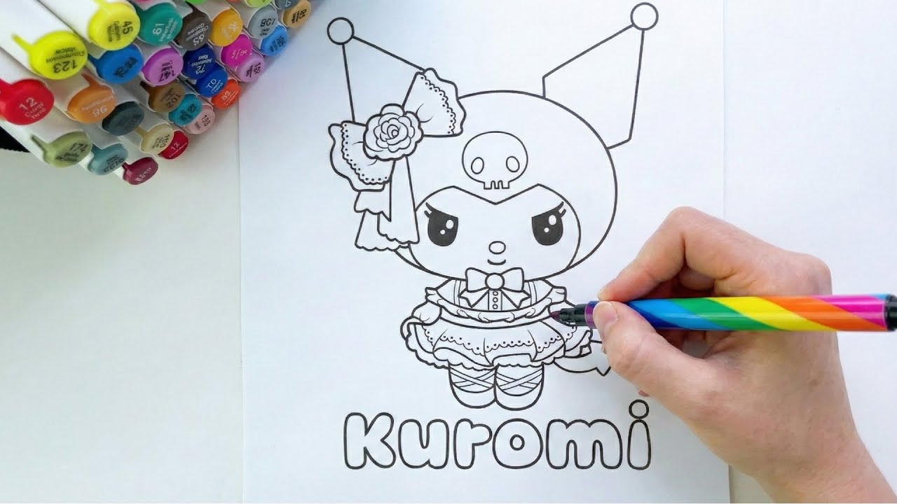 🎀 Kawaii Kuromi  ASMR Coloring | Relaxing Black Vibes & Cute Aesthetic🌸