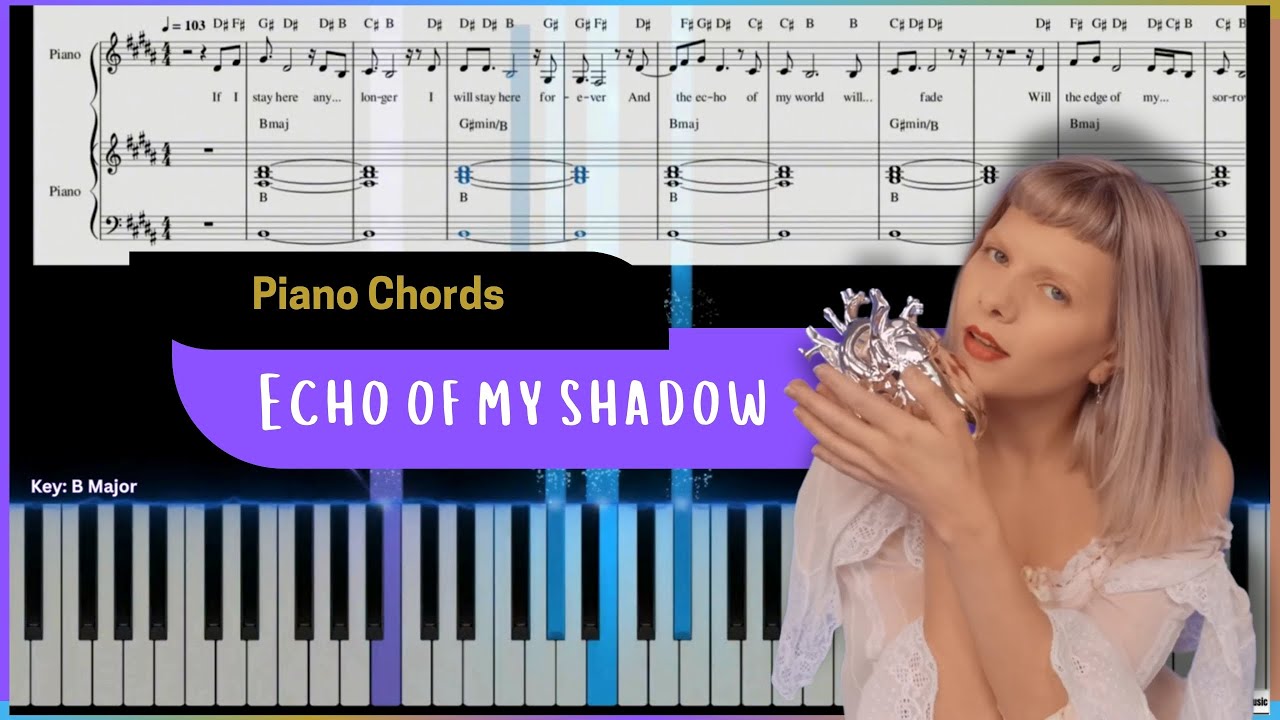 Aurora - Echo of My Shadow | Easy Piano Chords Tutorial for Beginners with Sheet Music | Karaoke