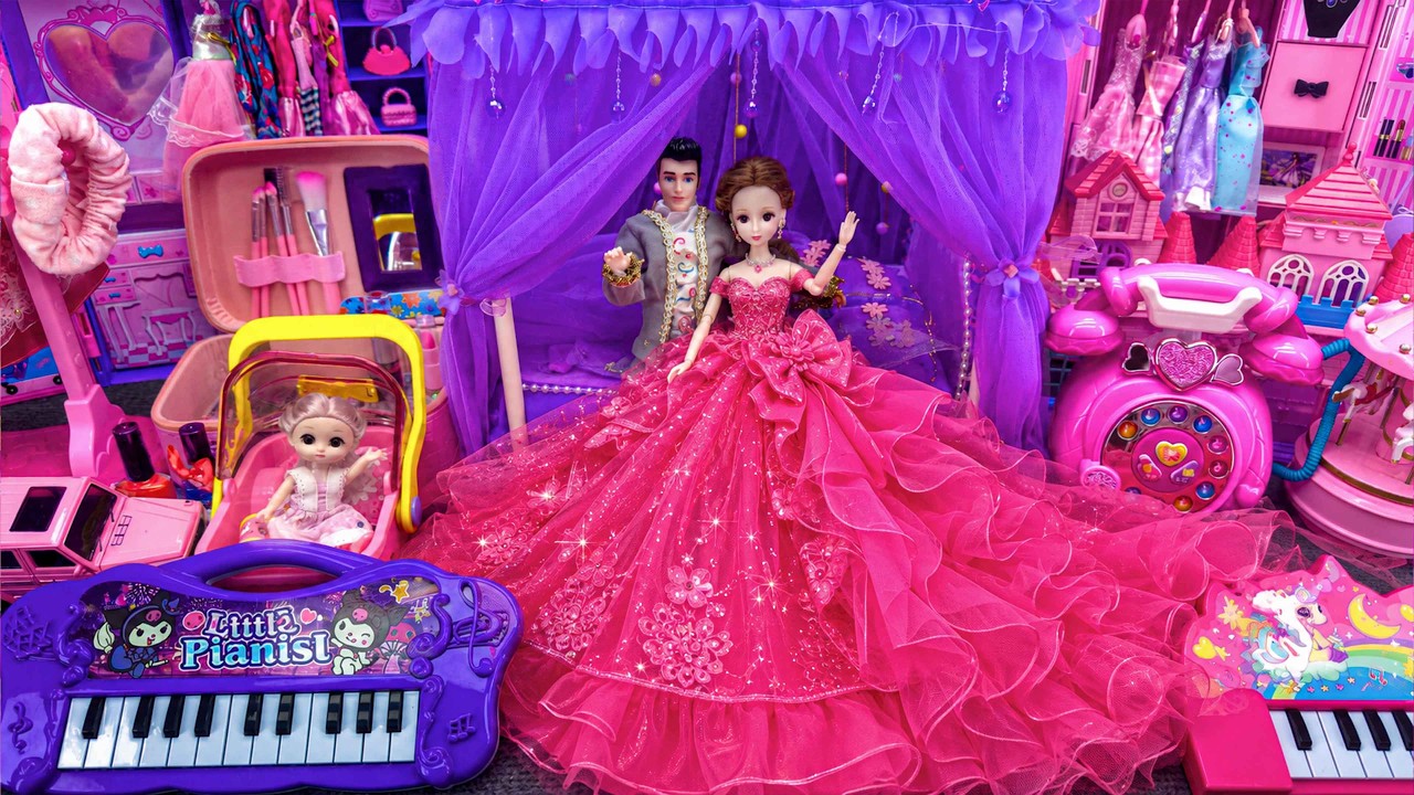 22 Minutes Satisfying Unboxing BARBIE Pink Princess Dress with Cute Piano Playset ASMR | Review