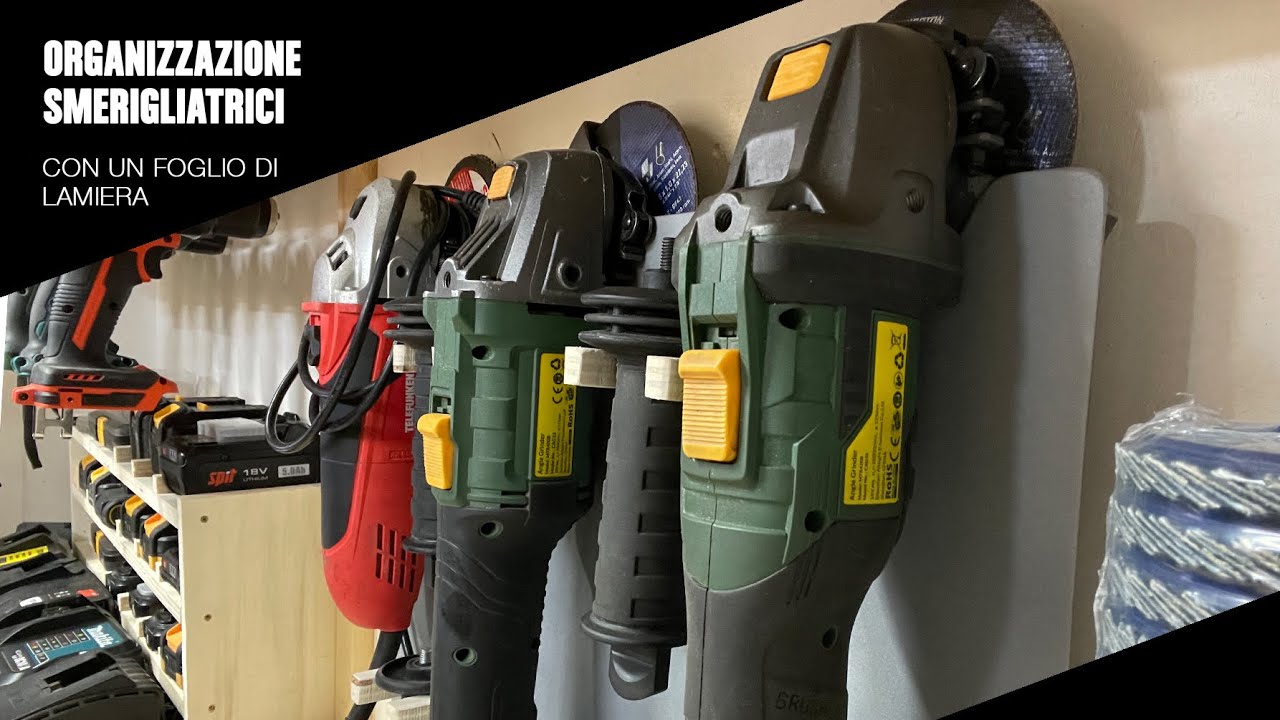 Ho organizzato le mie SMERIGLIATRICI ANGOLARI usando un foglio di lamiera