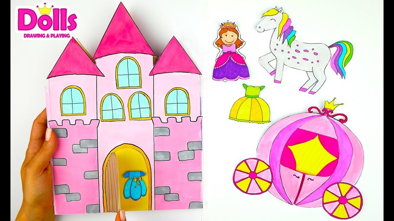 ЗАМОК ДЛЯ ПРИНЦЕССЫ ИЗ БУМАГИ В АЛЬБОМЕ БУМАЖНЫЕ КУКЛЫ И ОДЕЖКИ