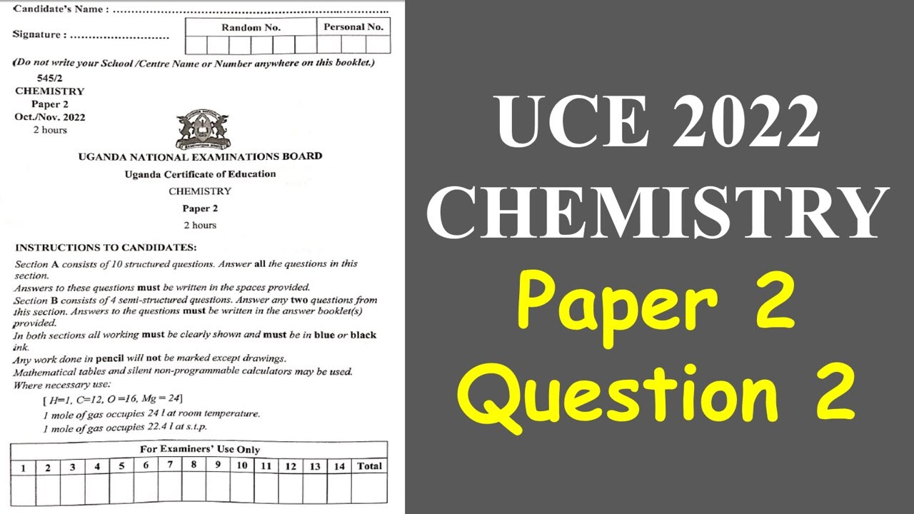 UCE 2022 Chemistry Paper 2: Question 2