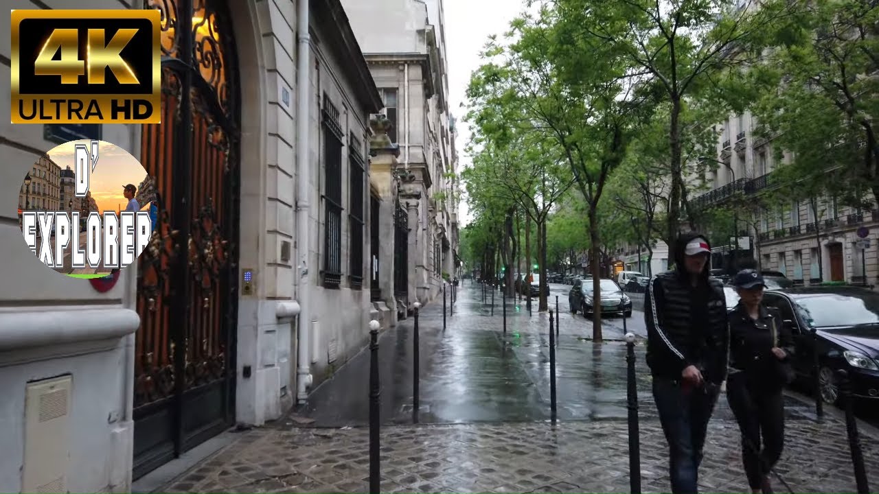 Paris Lockdown:Rain walk[with umbrella raindrops sound]Avenue Foch to Avenue Raymond Poincaré【4K】