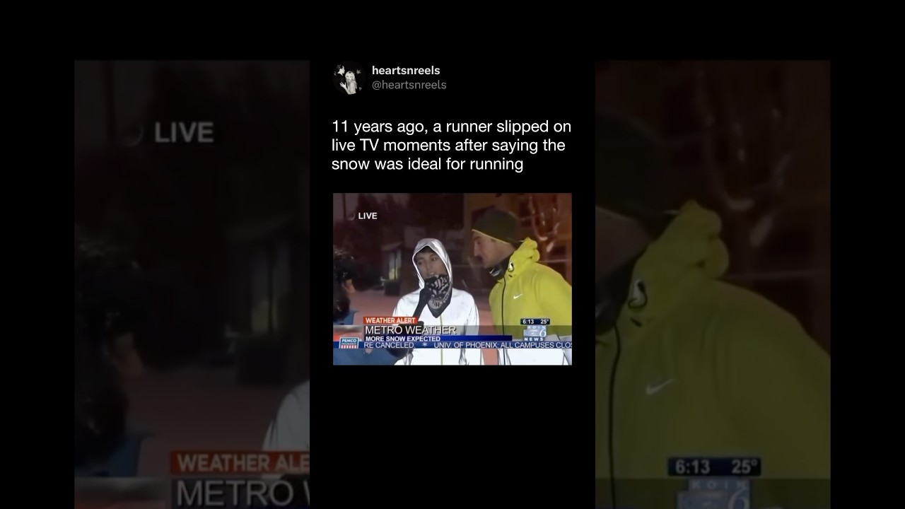 Runner Says Snow Is Perfect for Running Then Slips on Live TV 😭