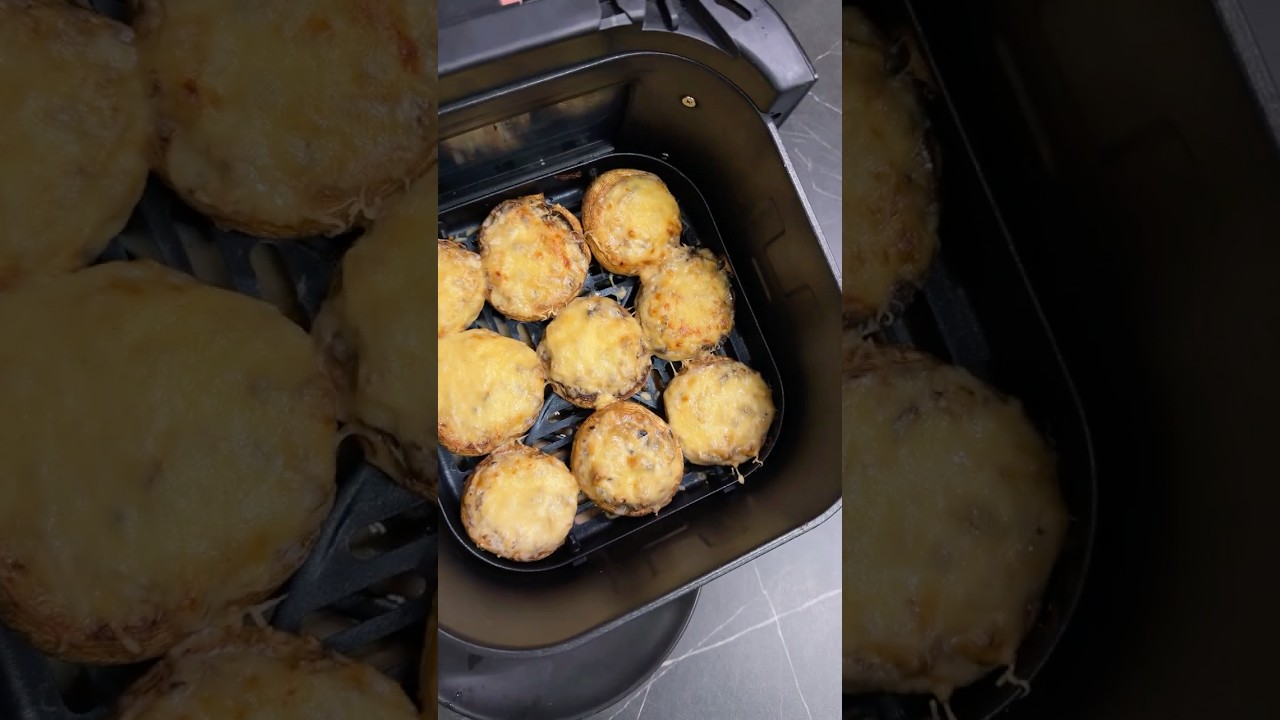 Фаршированные шампиньоны в аэрогриле - простая сырная закуска, которую хочется готовить снова