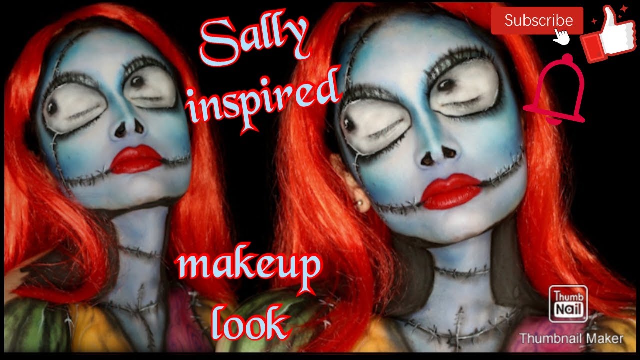 Transforming into Sally from a Nightmare before Christmas makeup tutorial