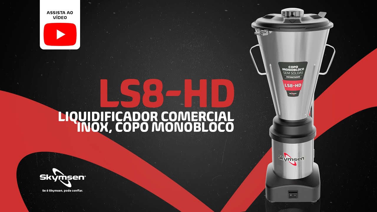 LS8-HD | Liquidificador comercial inox com copo monobloco