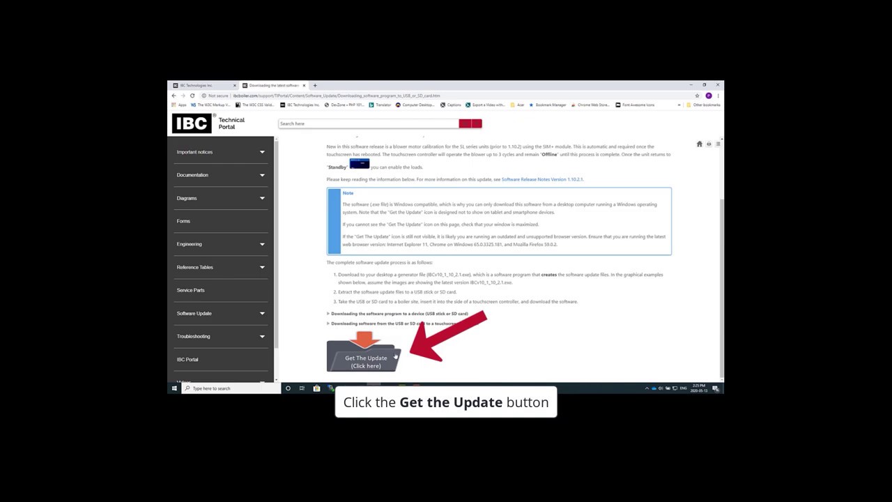 (Windows, Chrome) USB/SD-Card - Software Update on an IBC V-10 Controller