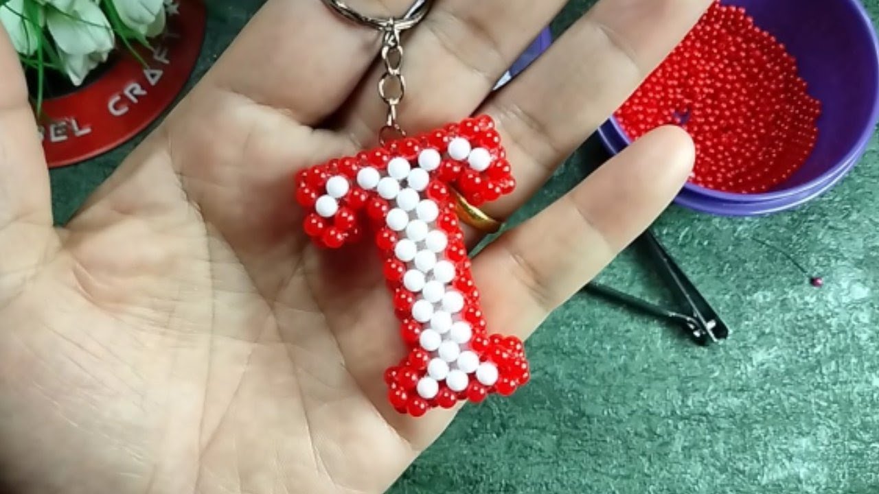 How to Make a Beaded Letter T Keychain | Keychain letter T Bead