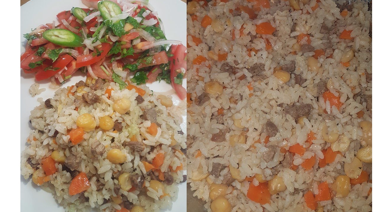 אורז עם חומוס, גזר וקוביות בשר בשמו הבוכרי סירקניז