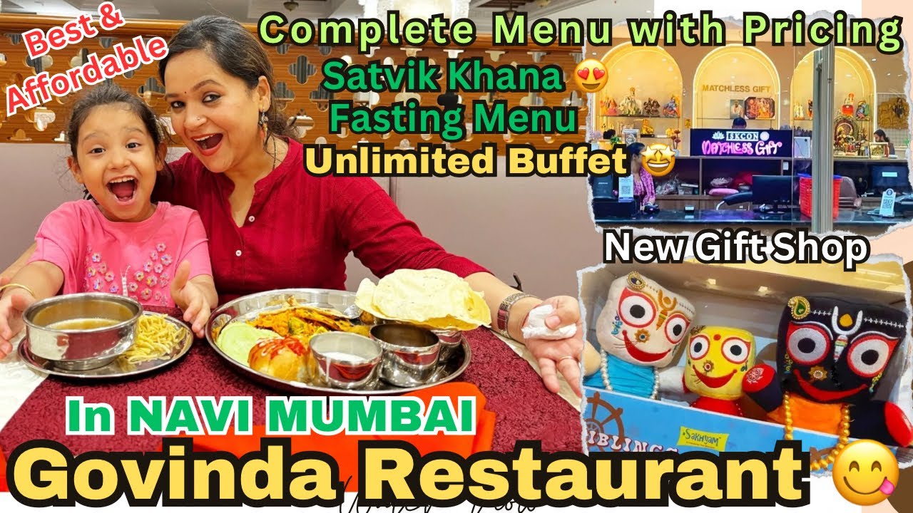 Best 100% Pure Veg UNLIMITED Satvik Buffet in NAVI MUMBAI😋Iskcon Govindan's Restaurant Souvenir Shop