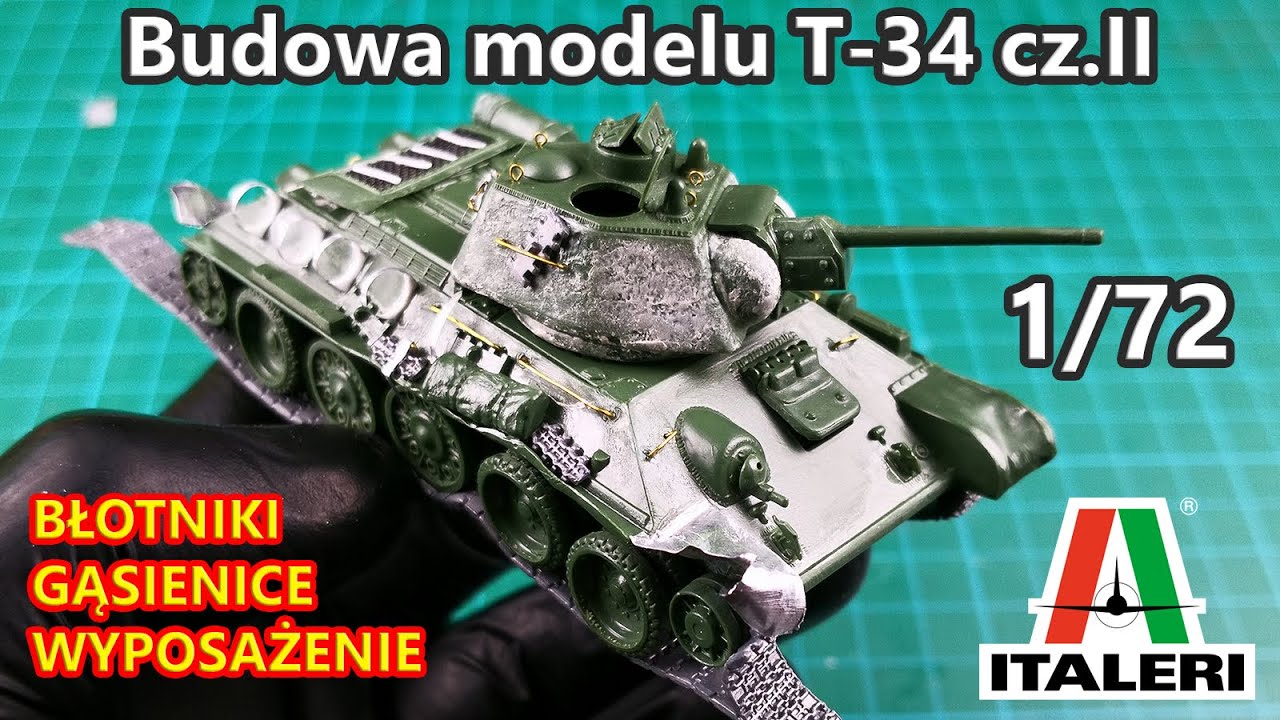#40 T-34 1943 ITALERI 1/72 - Model rozbitego czołgu - Budowa cz.2 | Model building Part 2